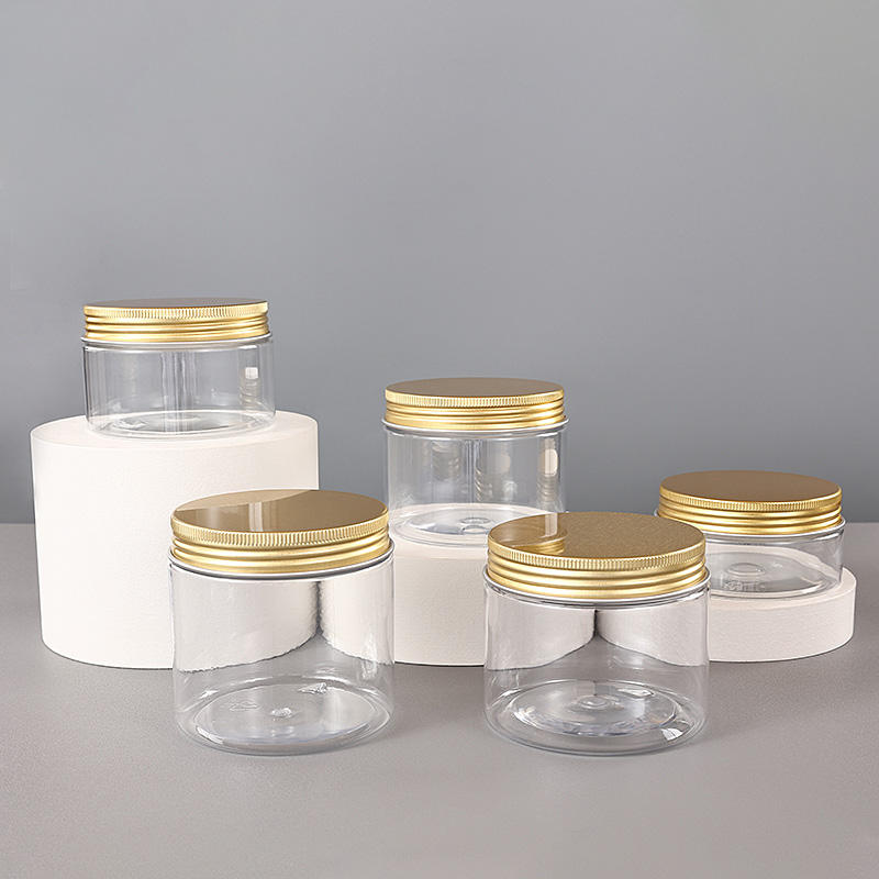 68mm Transparent Wide Mouth Plastic Jars with Lid 80 ml - 300 ml Empty White Gold Cream Jars for Cosmetics Packaging Containers