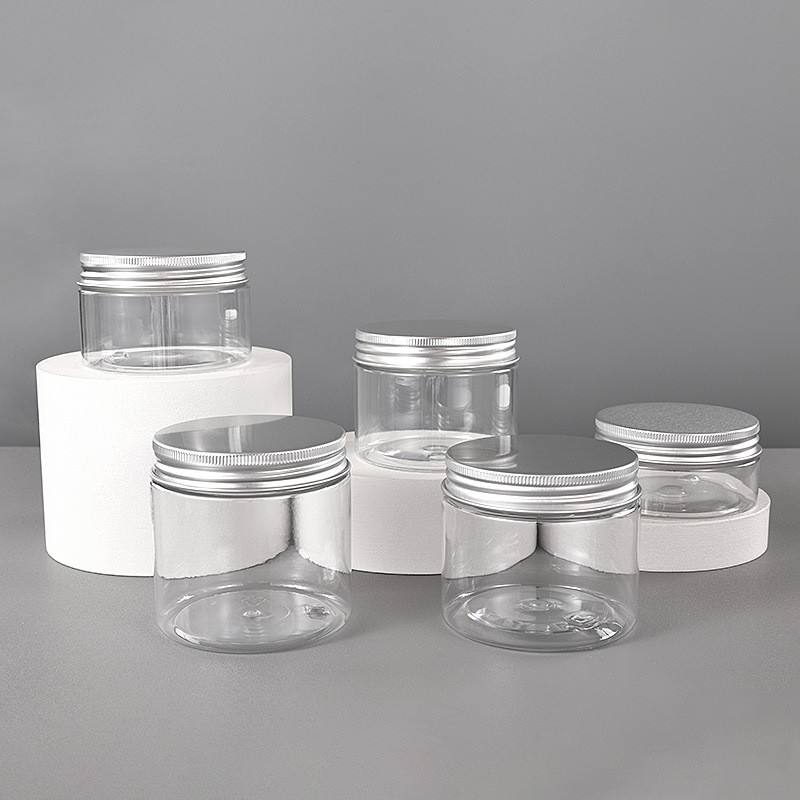 68mm Transparent Wide Mouth Plastic Jars with Lid 80 ml - 300 ml Empty White Gold Cream Jars for Cosmetics Packaging Containers
