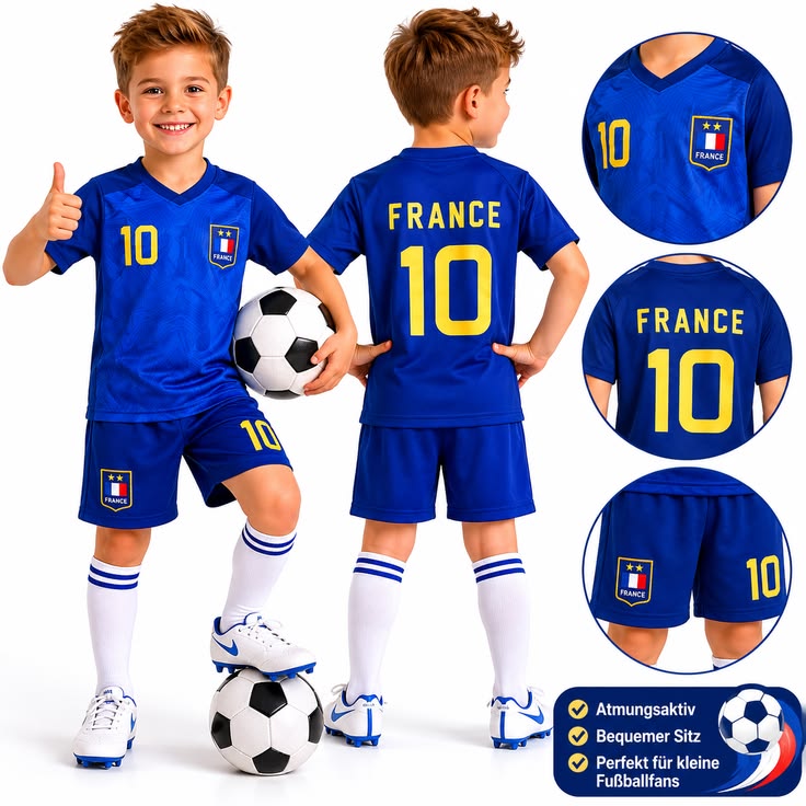 Kids Football Jersey of France Personalized Boys Soccer Jersey Quiock Dry Soccer Uniform Breathable Football Uniform for Children