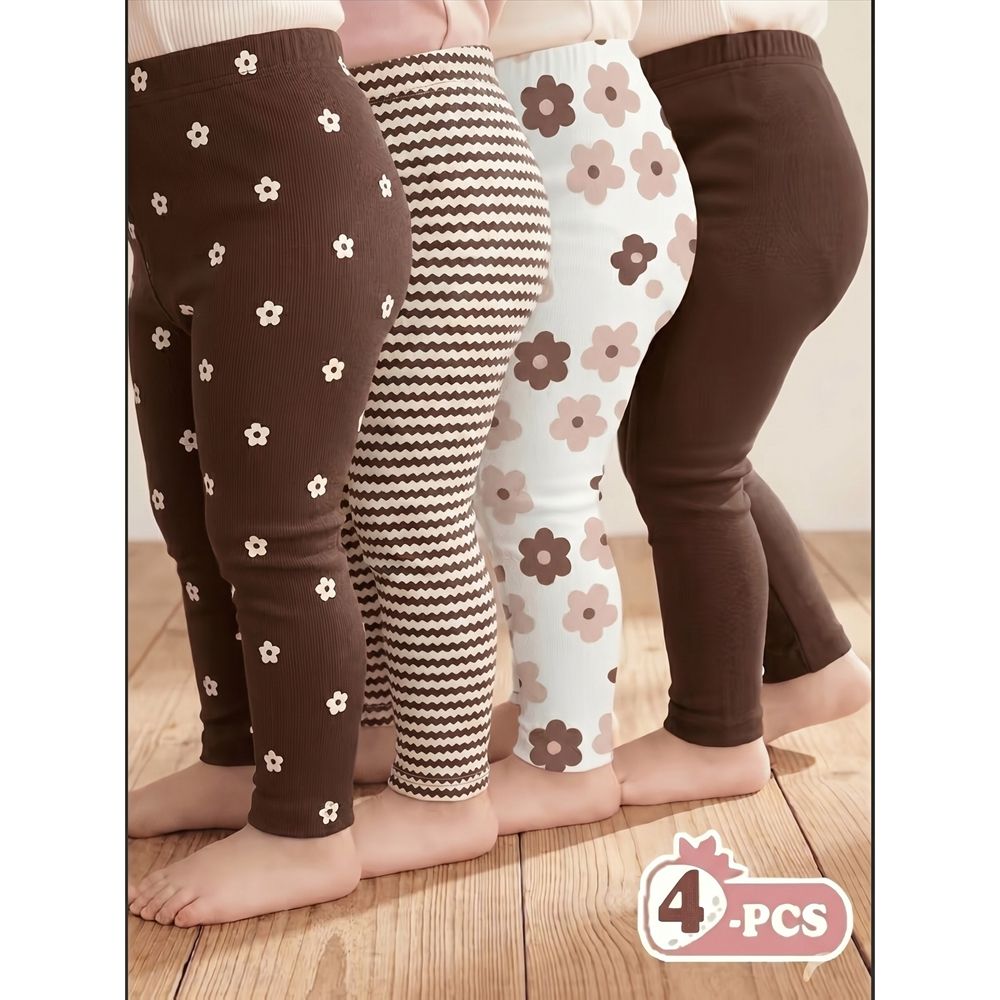 Fashion Maillard Color Palette Solid Color Spring Autumn Girls Leggings Children