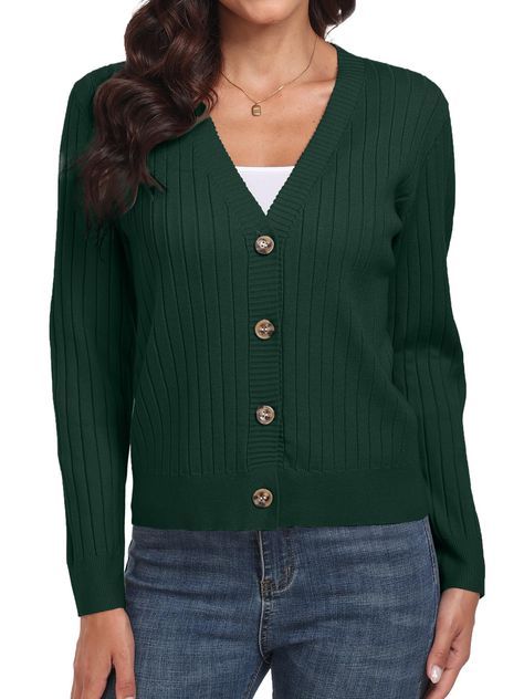 Women's Long Sleeve Cardigan Sweaters Casual V Neck Soft Knit Jacket Button Down Cardigan for Women Winter Fall