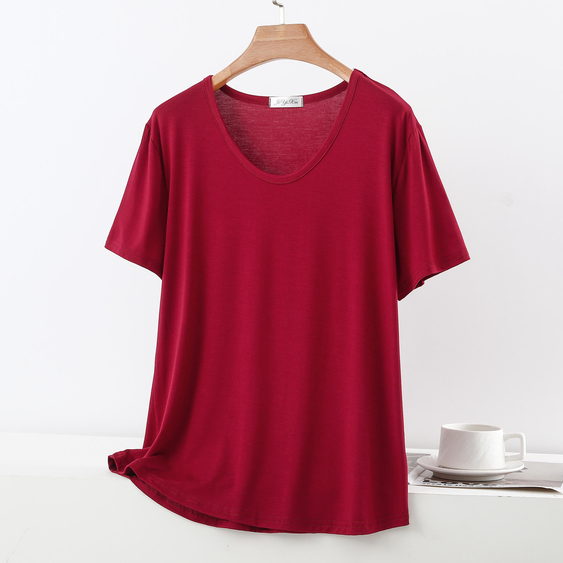 V-neck Short-sleeved T-shirt for Women in Summer,loose-fitting Half-sleeved Casual Home Wear,plain Color, Lightweight,large Size