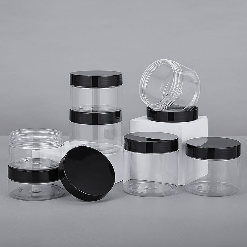 68mm Transparent Wide Mouth Plastic Jars with Lid 80 ml - 300 ml Empty White Gold Cream Jars for Cosmetics Packaging Containers