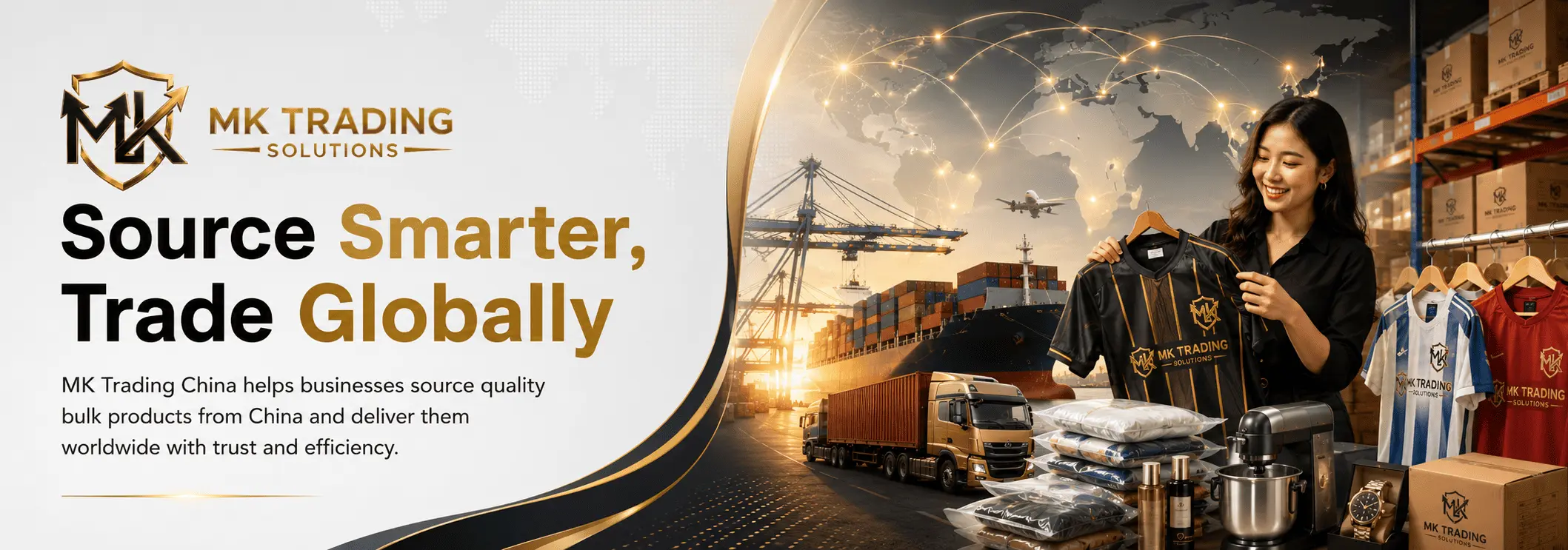 Global trading and delivery illustration